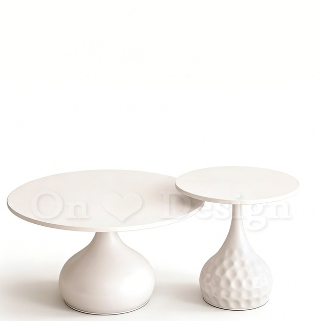 現貨🔥美式 客廳 咖啡桌 普普風 水滴鑽石 兩件式 茶几-白色