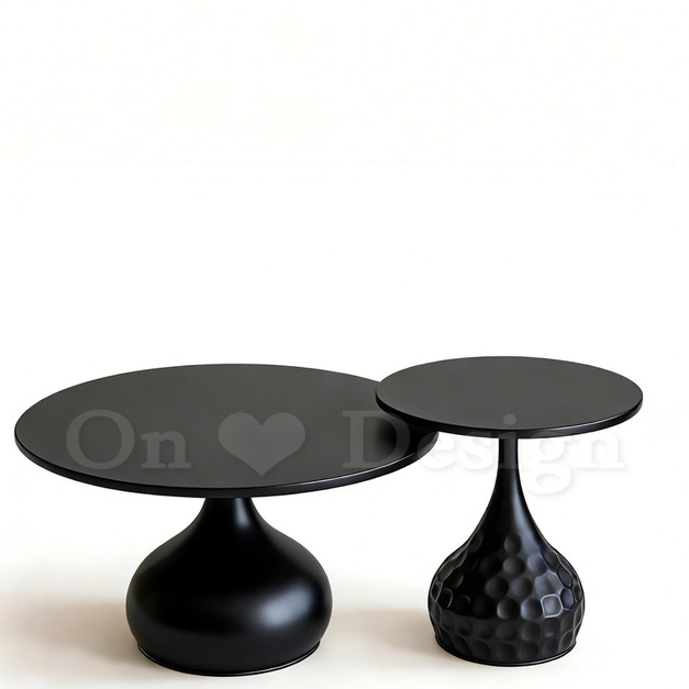 現貨🔥美式 客廳 咖啡桌 普普風 水滴鑽石 兩件式 茶几-黑色