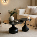 現貨🔥美式 客廳 咖啡桌 普普風 水滴鑽石 兩件式 茶几-黑色_2