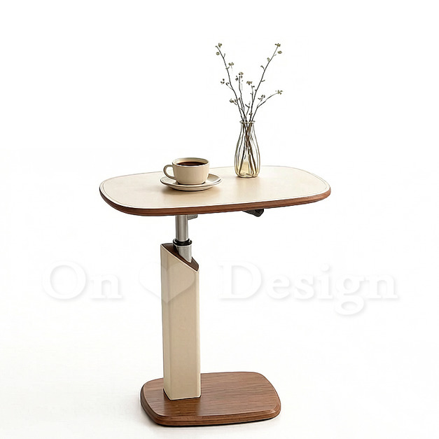 美式 極簡 客廳 茶几 咖啡桌 餐桌 伸太郎  升降 米色馬鞍皮 矩形桌 -60CM