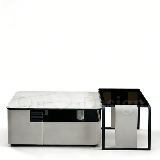 現貨🔥免運🔥奢華風 美式 矮櫃 羅瓦 大理石紋 岩板 茶几-133CM