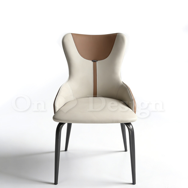 現貨🔥現代 極簡 設計師愛用椅 鐵 咖啡廳 皮椅 杰拉 雙色 扶手椅-咖色皮