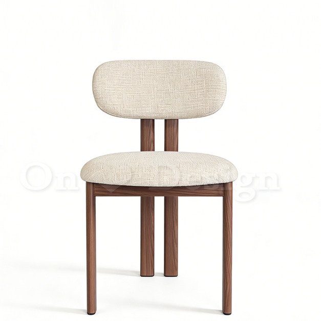 現貨🔥中世紀 現代 復古 餐廳椅 侘寂 中世紀風 布里 餐椅 -胡桃/麻布 米