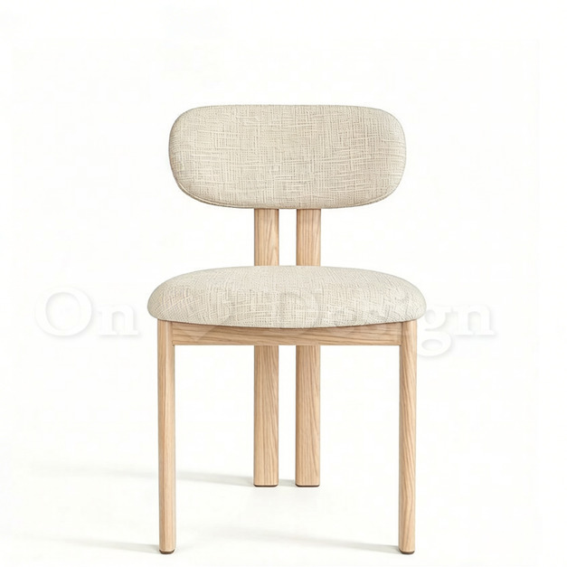 現貨🔥中世紀 現代 復古 餐廳椅 侘寂 中世紀風 布里 餐椅 -原木/麻布 米