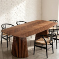 現貨🔥免運🔥復古 簡約 美式 餐桌 拼花桌面 實木腳 拓璞 六到八人位 餐桌 -240公分_1