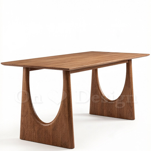 現貨🔥免運🔥復古 簡約  美式 六人位  微笑 餐桌 胡桃色-200 CM