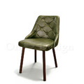 LUXURY 法式 復古 工業風 鐵 餐椅 喬瑟夫 格菱紋 餐椅 -墨綠色 皮革
