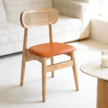 北歐實木 扶手 餐椅 餐廳椅 藤編椅靠背 藤本 餐椅 B款 -橘皮 /原木色_2