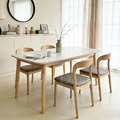 現貨🔥北歐 極簡 餐廳桌 書桌 耐高溫 大理石紋面 蘿莉 馬肚 岩板 實木腳 餐桌 -130CM_1
