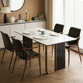 現貨🔥免運🔥美式 奢華 極簡 餐廳桌 石紋&nbsp;流金&nbsp;岩板 餐桌-160CM_1