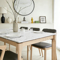 現貨🔥免運🔥極簡風格 LOFT 耐高溫 大理石紋 岩板 實木腳 大腳桌 餐桌 洗白木色-180CM_3