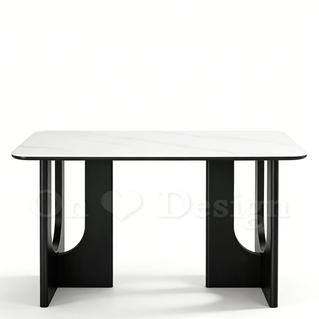 現貨🔥免運🔥美式 奢華 餐廳桌 曼黑 大理石紋 強化玻璃 餐桌-140CM