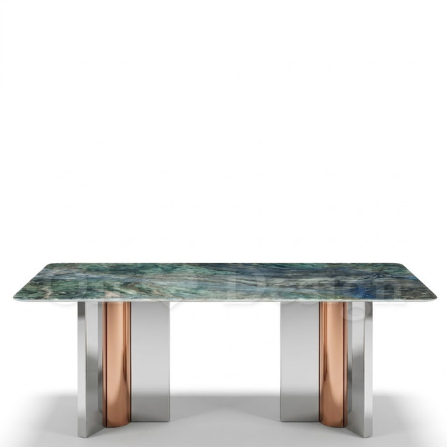 現貨🔥免運🔥美式 奢華 餐廳桌 六人桌  綠野 彩晶石面 不鏽鋼 餐桌-200CM