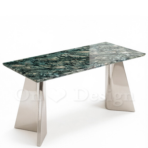 現貨🔥免運🔥美式 奢華 餐廳桌 六人桌  綠拓 透光石面 不鏽鋼 餐桌-180CM