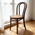 現貨🔥北歐風 經典 籐面 櫸木法式 餐廳椅 實木 18號 藤面 餐椅-深胡桃木色_1