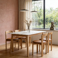 現貨🔥北歐 極簡 餐廳桌 書桌 耐高溫 凱恩 雪山白紋 岩板 (四種尺寸) 餐桌 -原木色_1