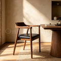 北歐風丹麥 設計 經典的設計椅款 廣島椅 實木扶手椅 胡桃木/黑皮_2