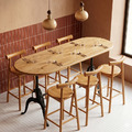 北歐風格 酒吧 家具 咖啡廳 實木 蝴蝶結 靠背 中島 吧台椅 櫻桃木色 -60H_1