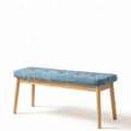 現貨🔥北歐 小清新 簡約 實木 和風 軟墊 雙人椅凳 卯釦 原木色 長凳 99CM -藍墊