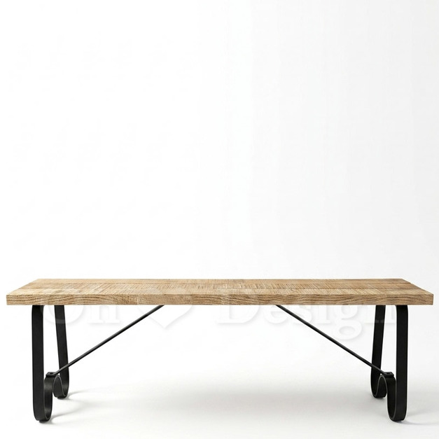 現貨🔥免運🔥印度手工家具 工業復古 黑鐵鋼刷實木 W型 長凳-150