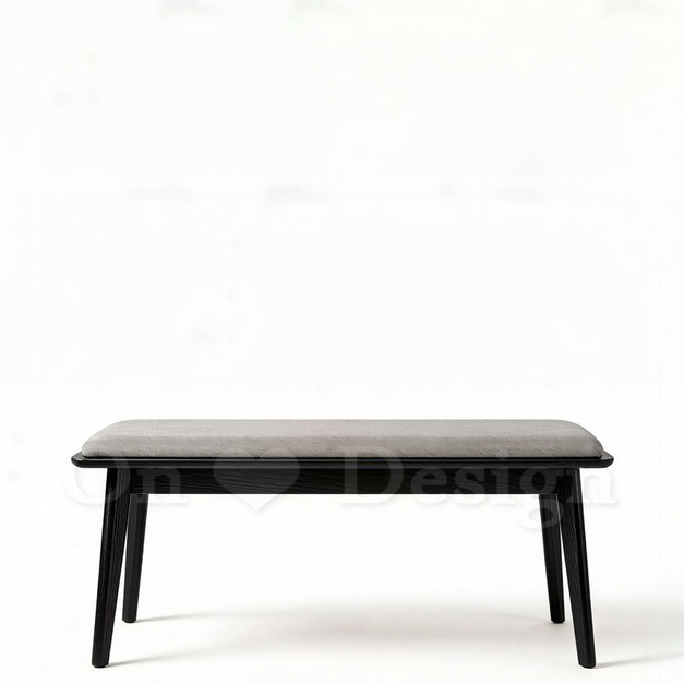 現貨🔥北歐 小清新 簡約 實木 和式 軟墊 雙人椅凳 長凳-黑色 灰墊 -90CM