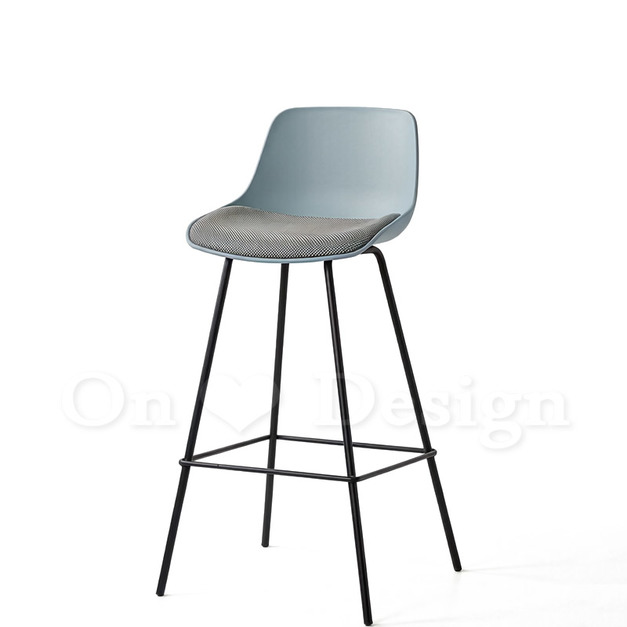 現貨🔥北歐風 小清新 輕工業風 多彩 普普風格 拓特 軟墊 靠背 吧檯椅 灰藍色-70H