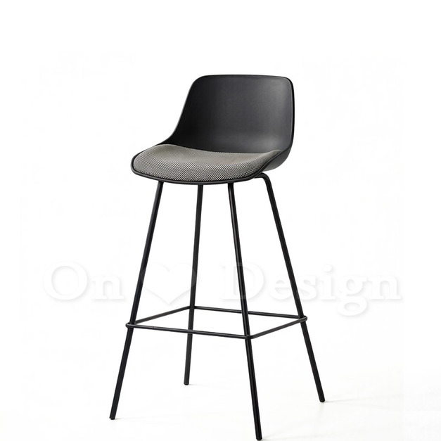現貨🔥北歐風 小清新 輕工業風 多彩 普普風格 拓特 軟墊 靠背 吧檯椅 黑色-70H
