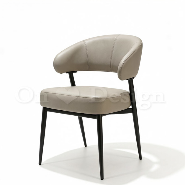 現貨🔥現代 極簡 設計師愛用椅 鐵 咖啡廳 皮椅 亞格 餐椅 淺灰色皮