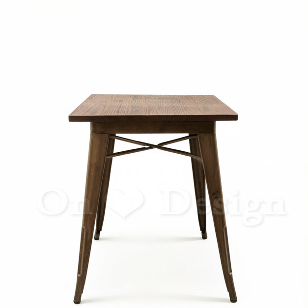 LOFT 工業風 tolix 100％餐桌 書桌 榆木鐵桌 60CM 方桌-鏽色