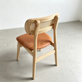 北歐實木 扶手 餐椅 餐廳椅 藤編椅靠背 藤本 餐椅 B款 -橘皮 /原木色_7
