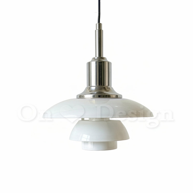 丹麥設計 北歐 酒店 設計師的燈款 玻璃吊燈  鍍金 PH3 鍍鉻桿吊燈 -奶白色