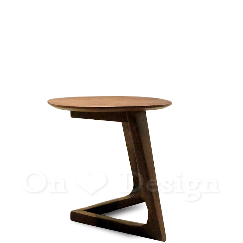 簡約極簡風格小清新客廳咖啡桌沙發邊几彎彎實木桌面邊几胡桃色-47H