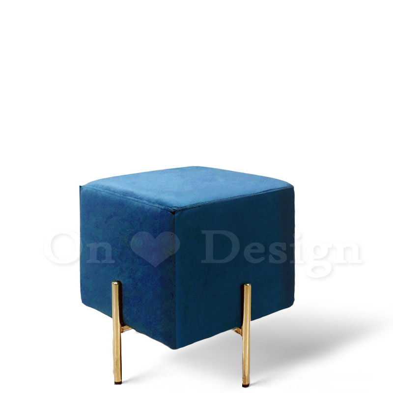 LUXURY美式極簡鍍金奢華風穿鞋凳玄關凳可麗露方型矮凳-藍