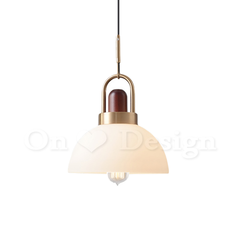 丹麥設計北歐極簡設計師的燈款黃銅奶白提姆玻璃吊燈-B款