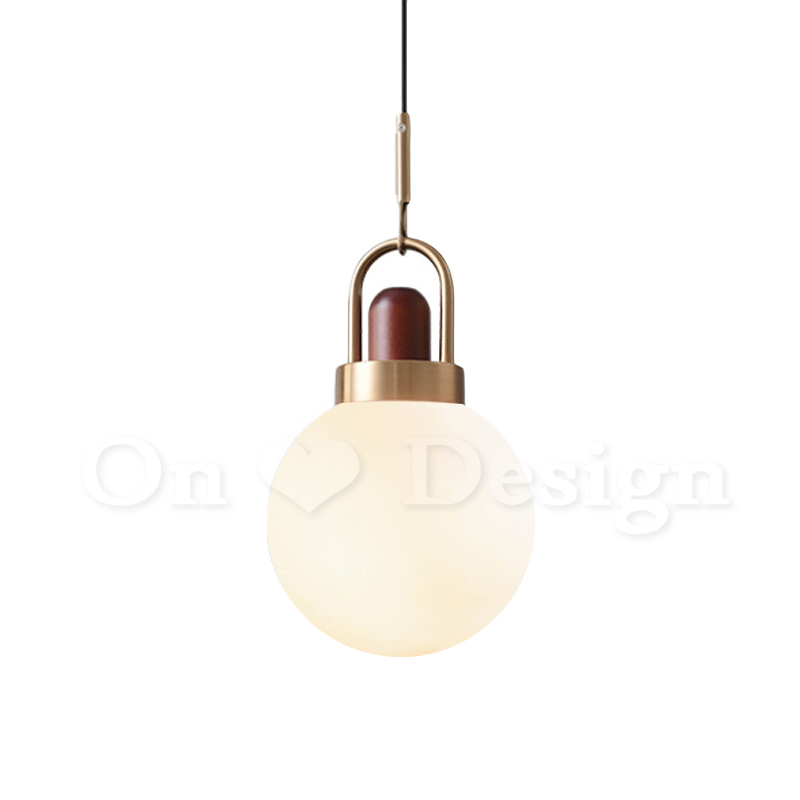 丹麥設計北歐極簡設計師的燈款黃銅奶白提姆玻璃吊燈-A款