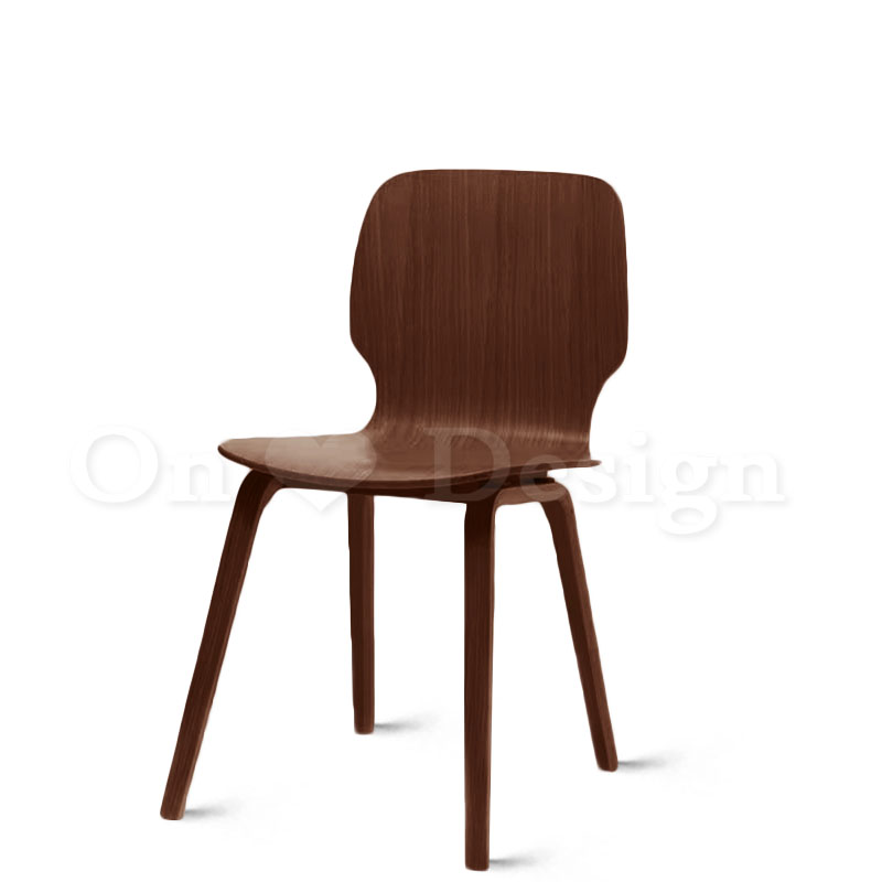 日式極簡設計款曲木板餐椅餐廳椅咖啡廳椅禾木餐椅-胡桃色