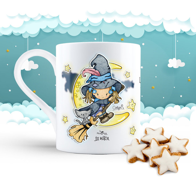 Lil Witch英國原創設計釉面陶瓷馬克杯-飛越彎月Flying Over The Moon