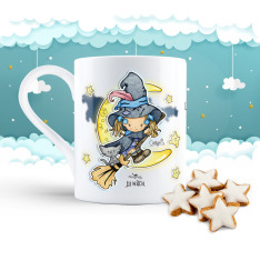 Lil Witch英國原創設計釉面陶瓷馬克杯-飛越彎月Flying Over The Moon