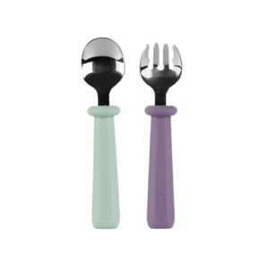 MEROWARE NANA 好好拿不銹鋼學習餐具組 - 薄荷綠+丁香紫