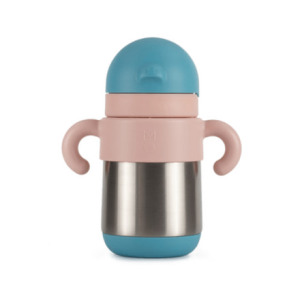 日本MEROWARE  MATT 不銹鋼保溫吸管杯 -  北極藍 + 櫻花粉