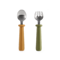 MEROWARE NANA 好好拿不銹鋼學習餐具組 - 焦糖+抹茶綠