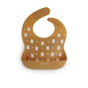 日本MEROWARE GINA 小捕手 矽膠立體圍兜 - 焦糖 + MERO皇冠