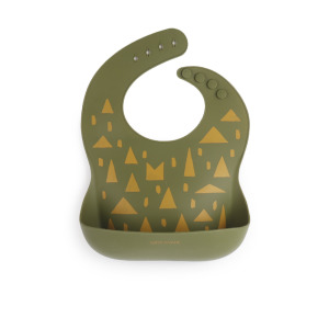 日本MEROWARE GINA 小捕手 矽膠立體圍兜 - 抹茶綠 + 童趣森林