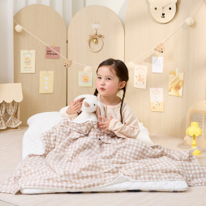 【Bebenuvo  幼兒園極力推薦睡袋組】雙面四季午睡被組 - 焦糖格子