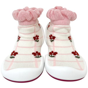 韓國 Ggomoosin 學步襪鞋 - 捲邊紅花
