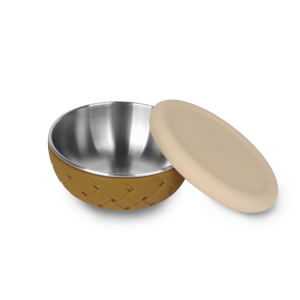 日本MEROWARE TAMI 不鏽鋼兒童隔熱碗- 奶茶啡 + 焦糖【搭贈316不鏽鋼兒童湯匙 台灣製 】