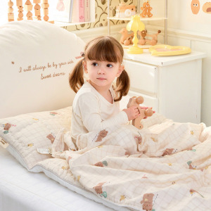 【Bebenuvo  幼兒園極力推薦睡袋組】雙面四季午睡被組 - 小熊鑰匙圈 