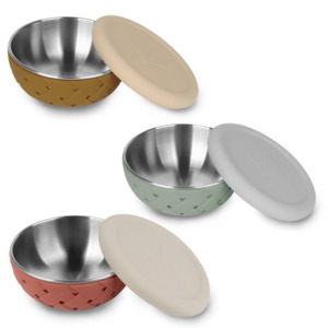 日本MEROWARE TAMI 不鏽鋼兒童隔熱碗 三入組 【搭贈316不鏽鋼兒童湯匙 台灣製 】