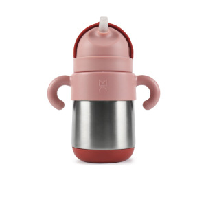日本MEROWARE  MATT 不銹鋼保溫吸管杯 - 豆沙粉 + 磚紅