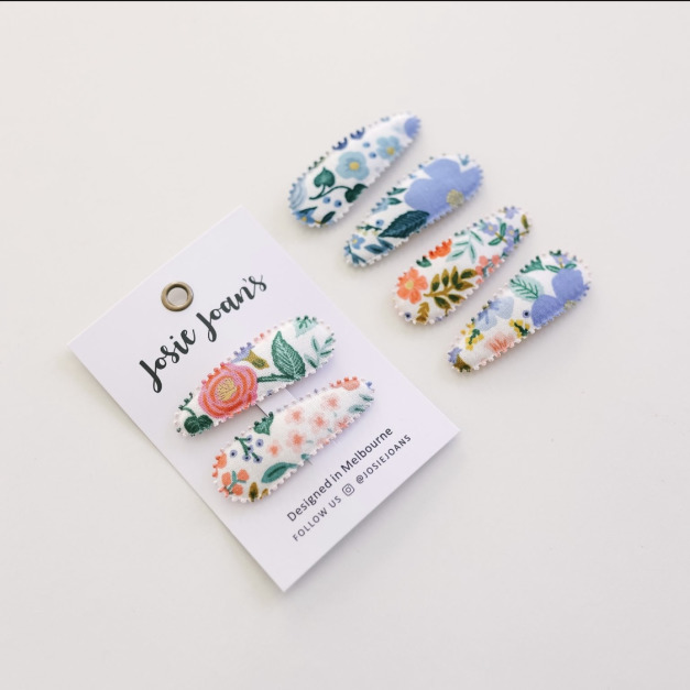 Josie Joan's 碎花布面髮夾(S) 1組2入  隨機款式